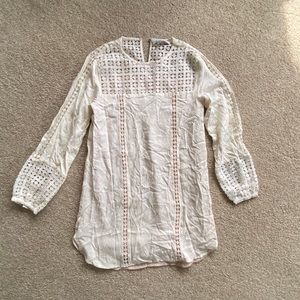 White boho mini dress